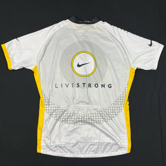 Nike Livestrong Men Cycling Jersey 2XL Black/White/Yellow Short Sleeve Fitted A4 - Picture 2 of 7